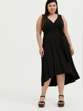 Torrid Midi Studio Knit Hi-Low Black Stretch Dress Womens 3 Plus Size 3X